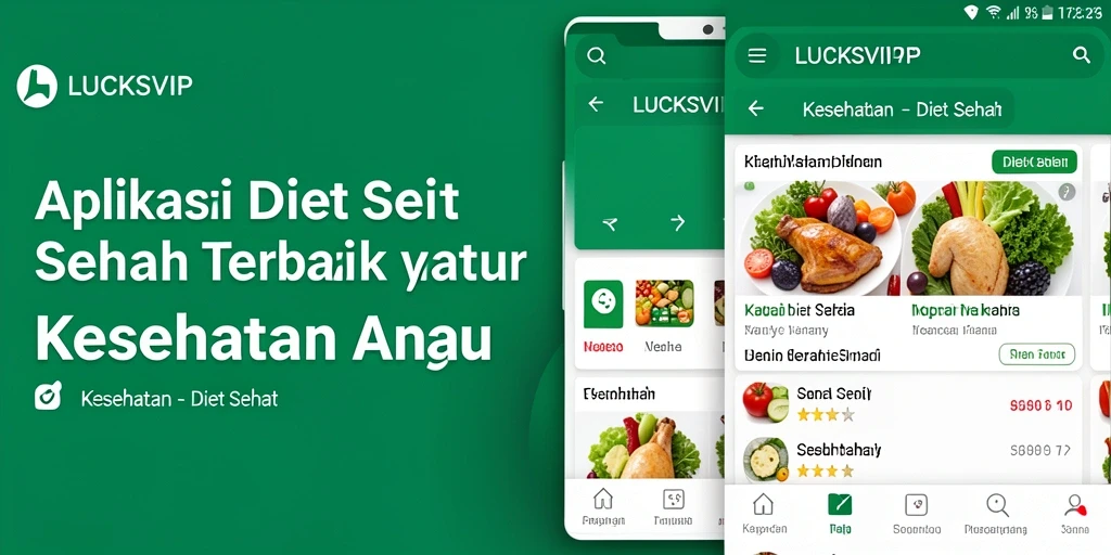 Antarmuka aplikasi LUCKSVIP dengan fitur Diet Sehat.