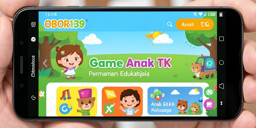 Tampilan antarmuka permainan edukatif untuk anak-anak.