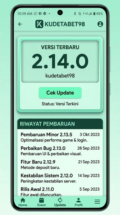 Tampilan riwayat versi kudetabet98